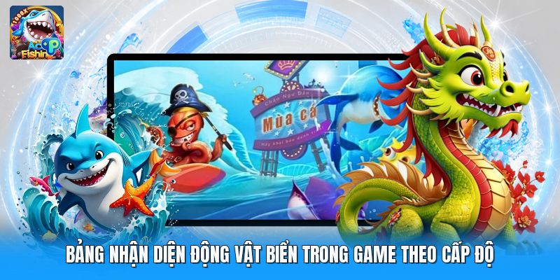 Bảng nhận diện động vật biển trong game theo cấp độ